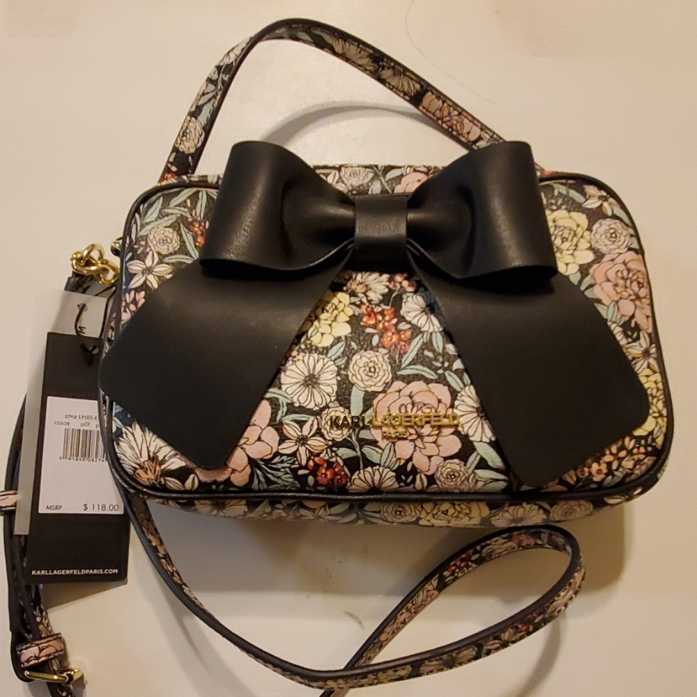 KARL LAGERFELD KRIS BOW METALLIC X-BODY BAG